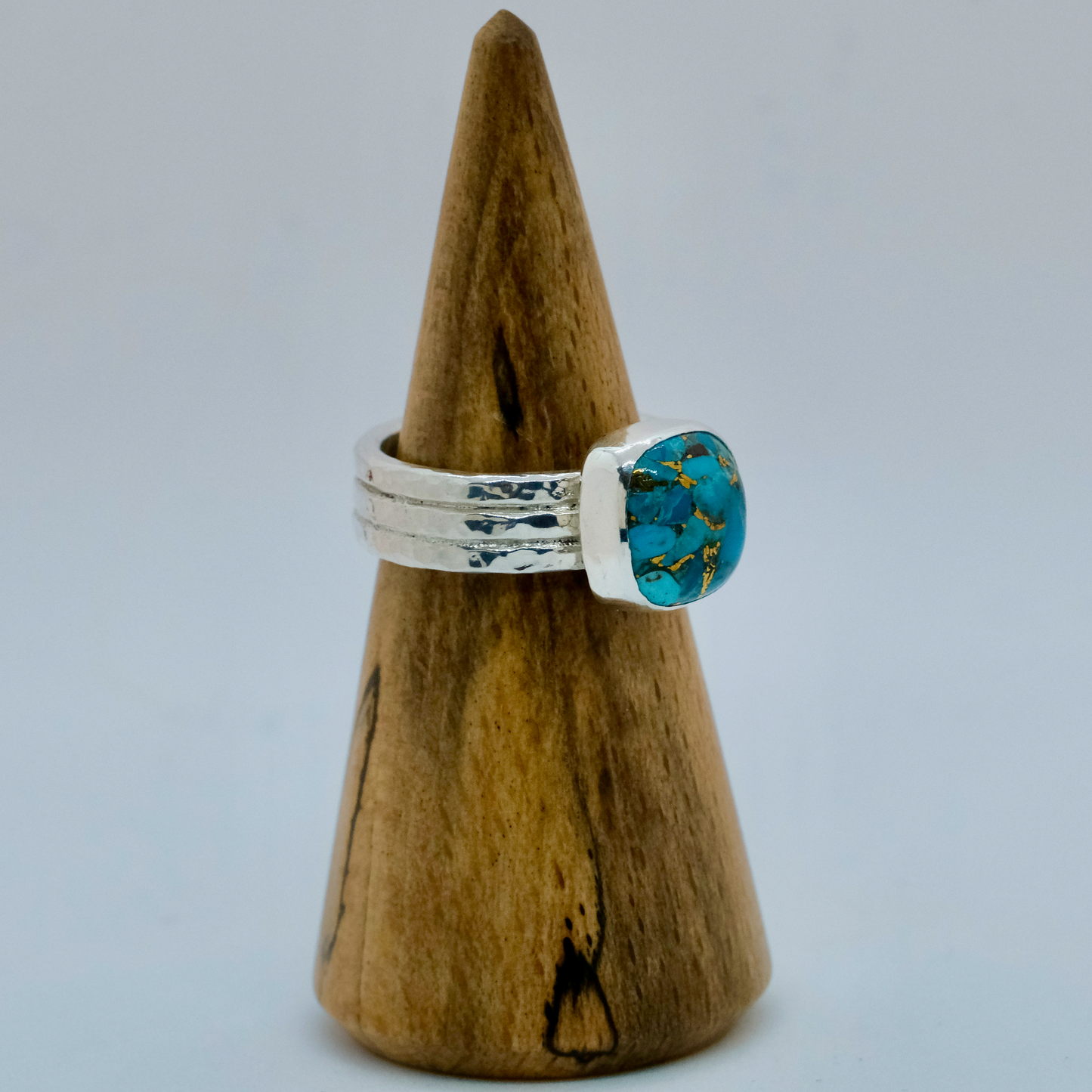 Copper Turquoise Three Band Ring