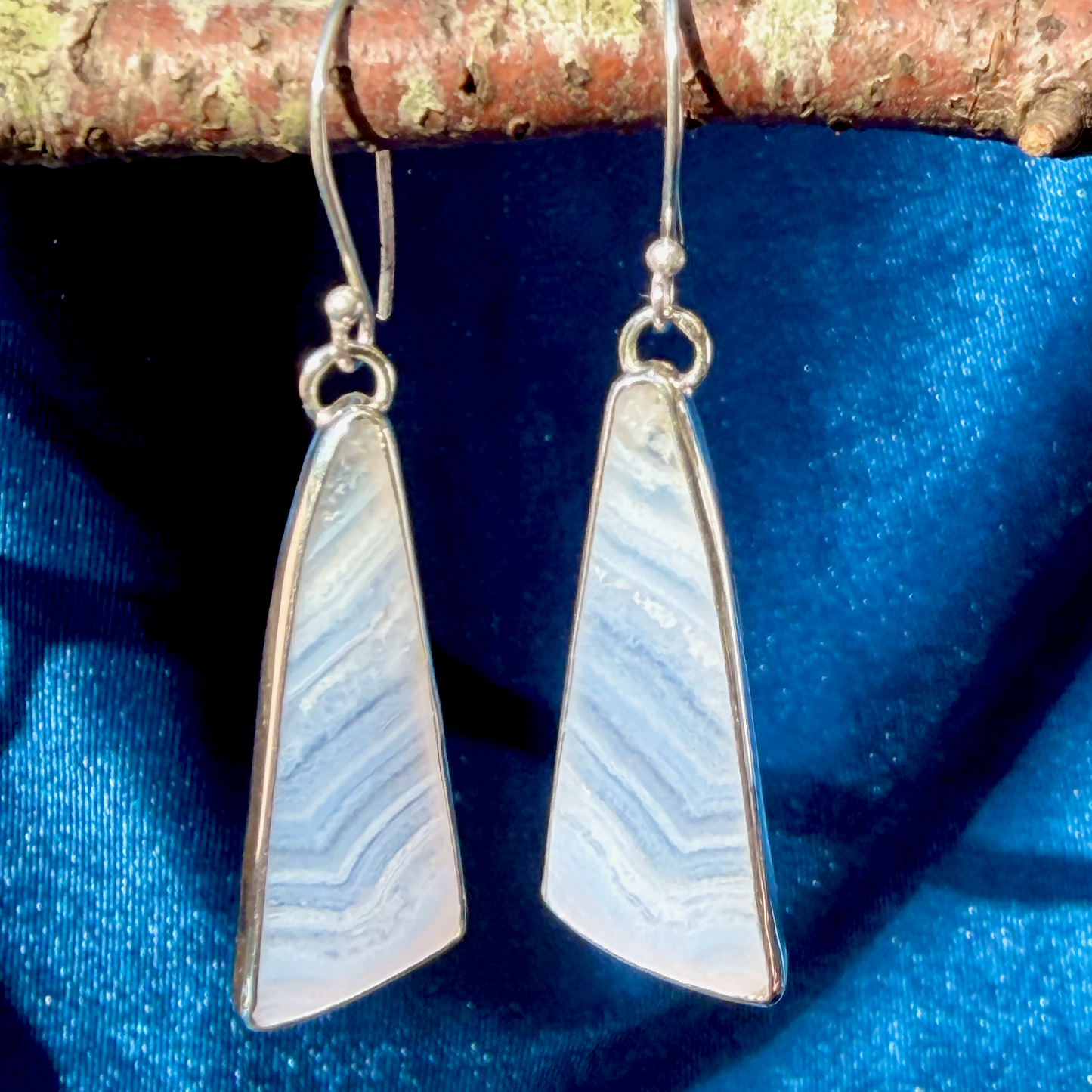 Sterling Silver Blue Lace Agate Drop Earrings