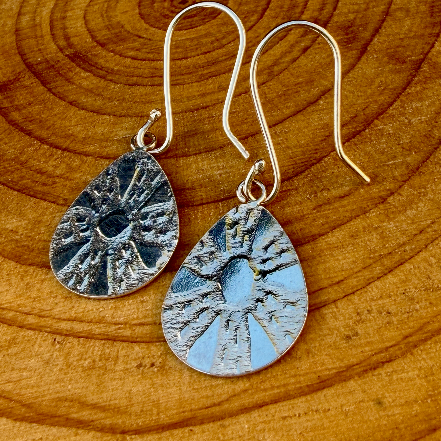 Sterling Silver Sunburst Drop Earrings