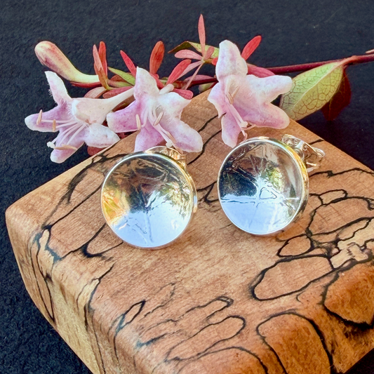 Sterling Silver Concave Stud Earrings