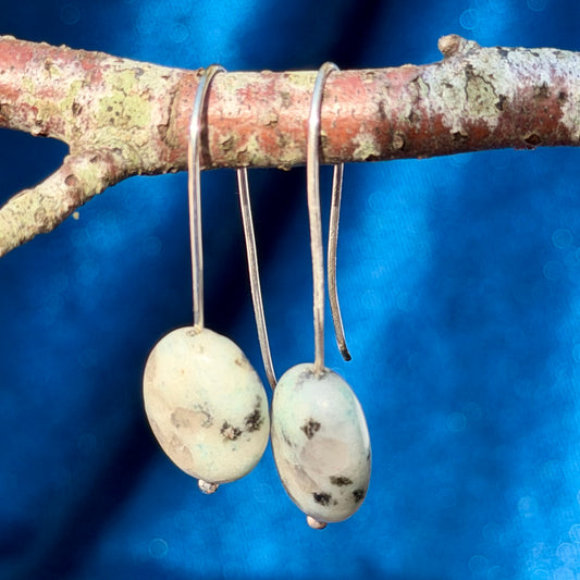 Oval Sesame Jasper Drop Earrings