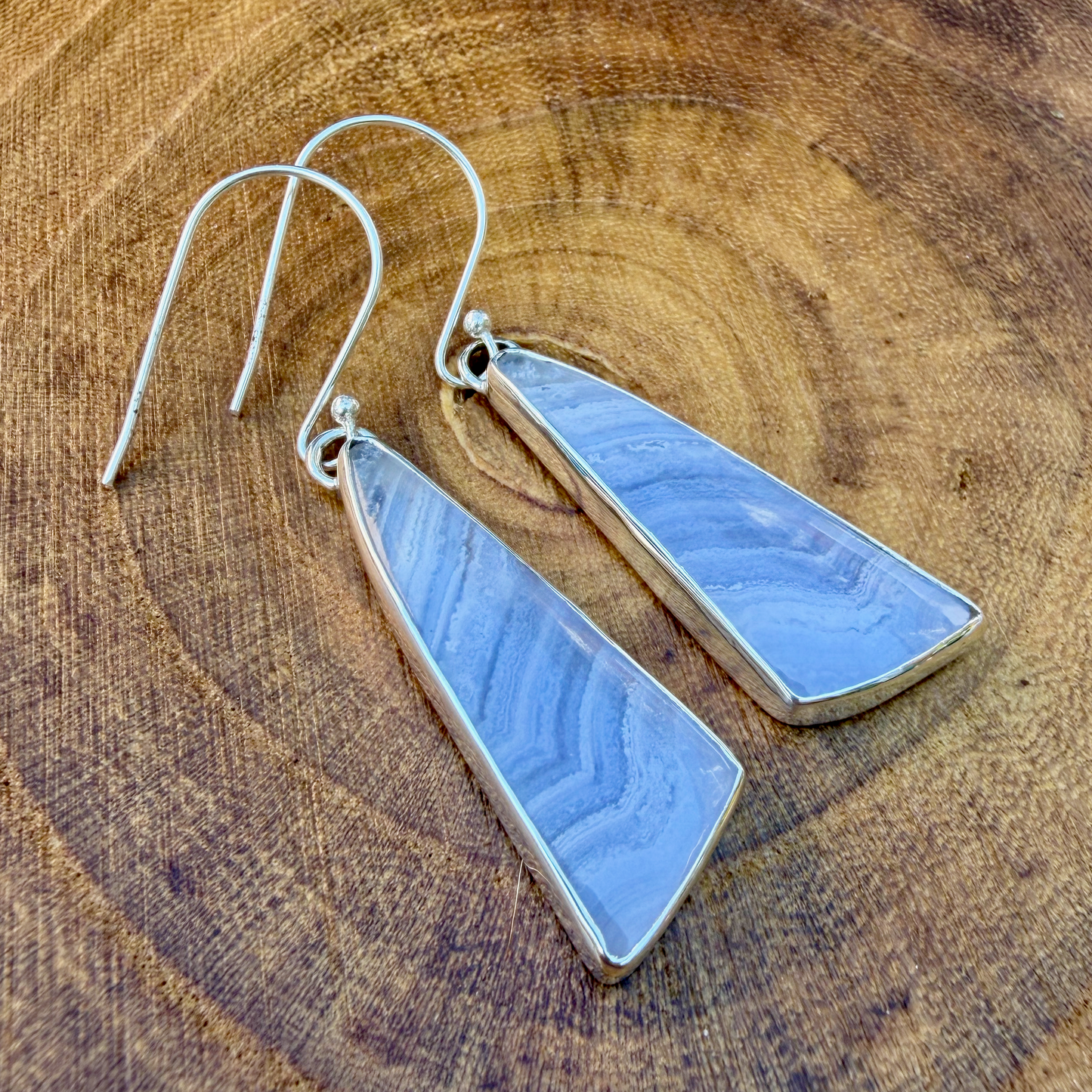 Sterling Silver Blue Lace Agate Drop Earrings