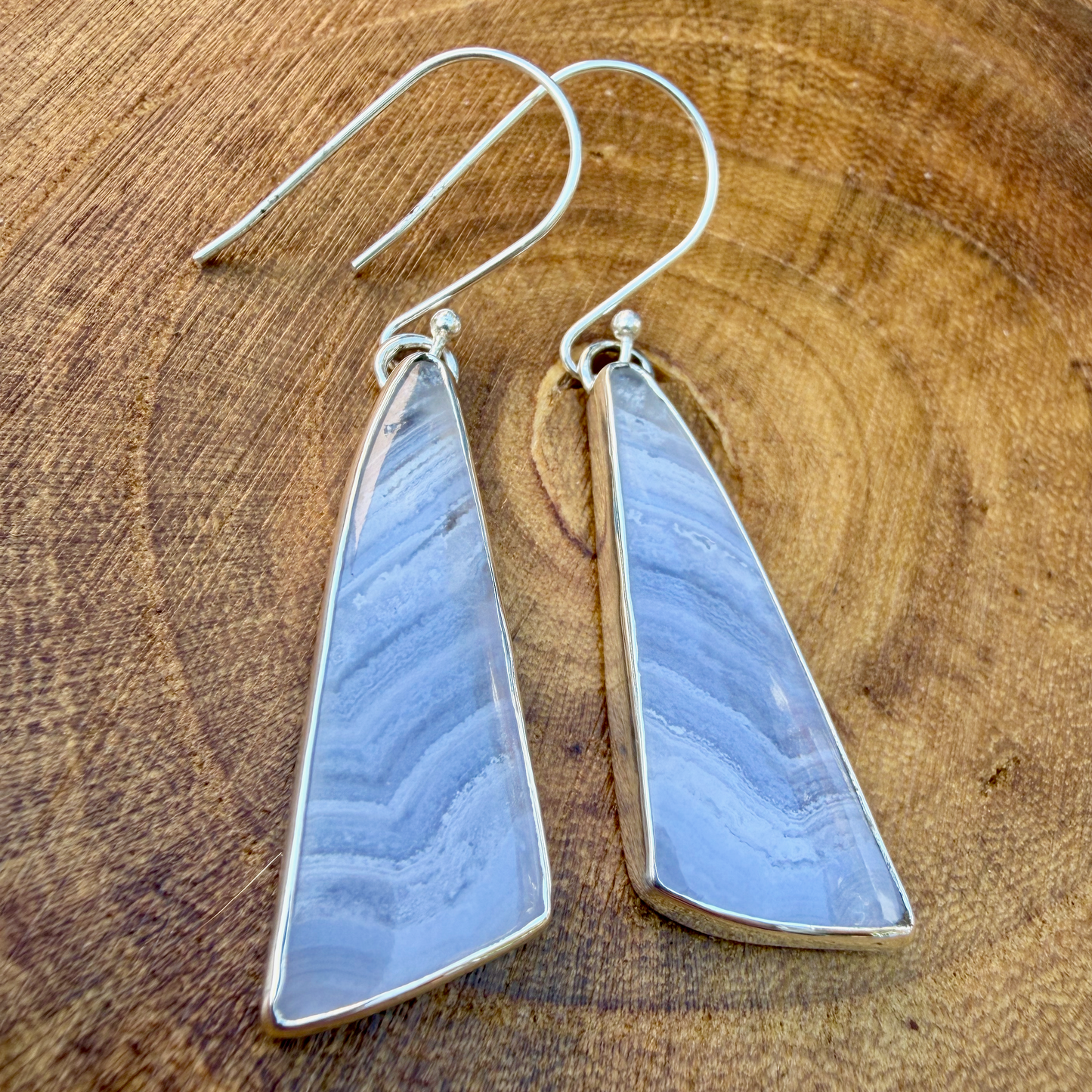 Sterling Silver Blue Lace Agate Drop Earrings