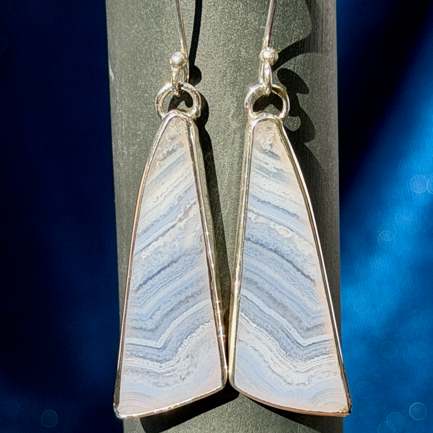 Sterling Silver Blue Lace Agate Drop Earrings