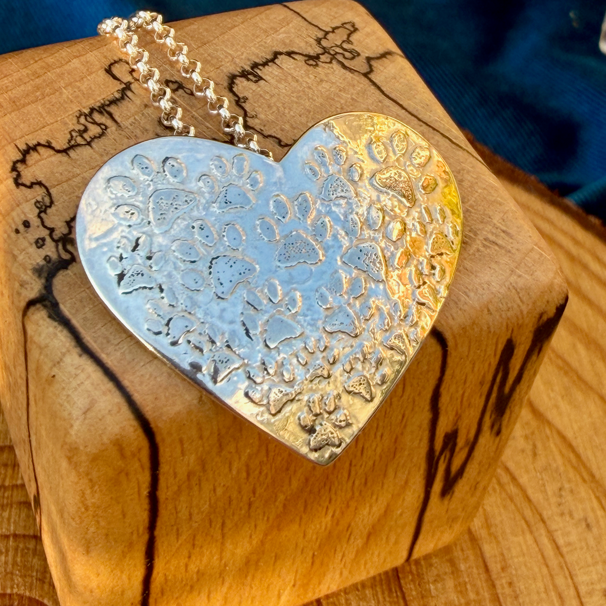 Silver Paws Heart Pendant