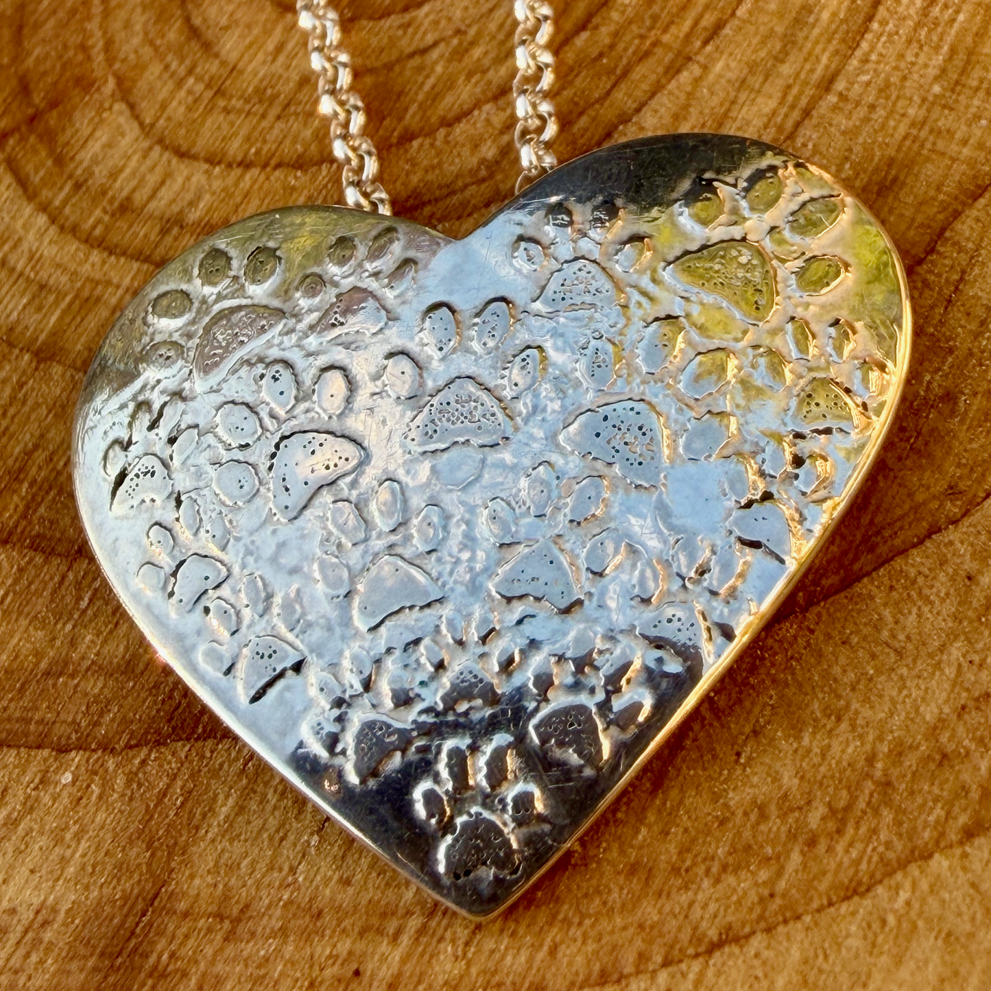 Silver Paws Heart Pendant