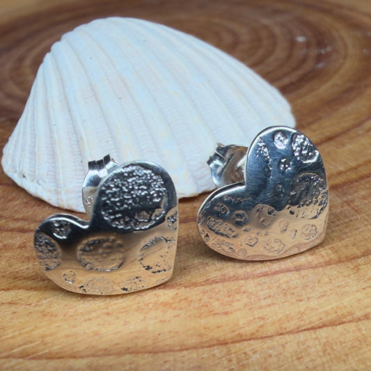 Sterling Silver Heart Stud Earrings