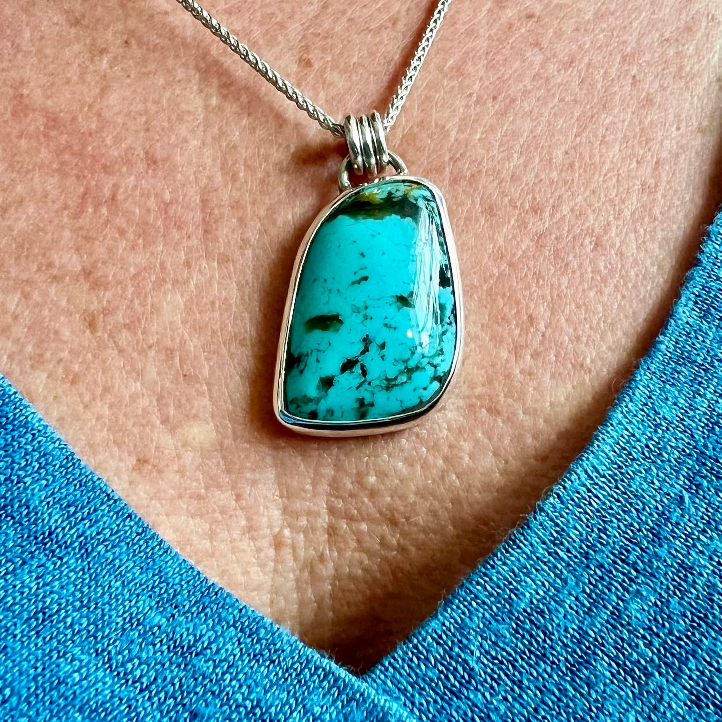 Hubei Turquoise Sterling Silver Pendant