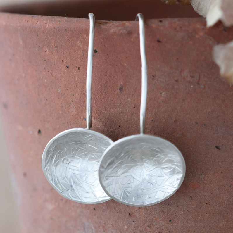 Hammered Sterling Silver Drop Earrings
