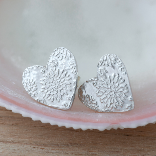 Sterling Silver Heart Stud Earrings